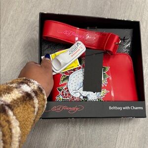 Ed Hardy Vibrant Red Beltbag with Charms
